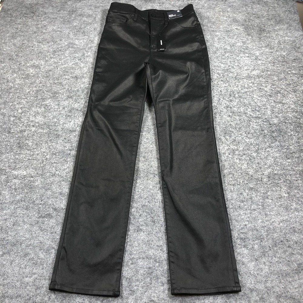 Express 90s Slim Jeans Womens 6R Black‎ Super High Rise Straight Leg Denim